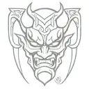 Oni demon mask tattoo design idea