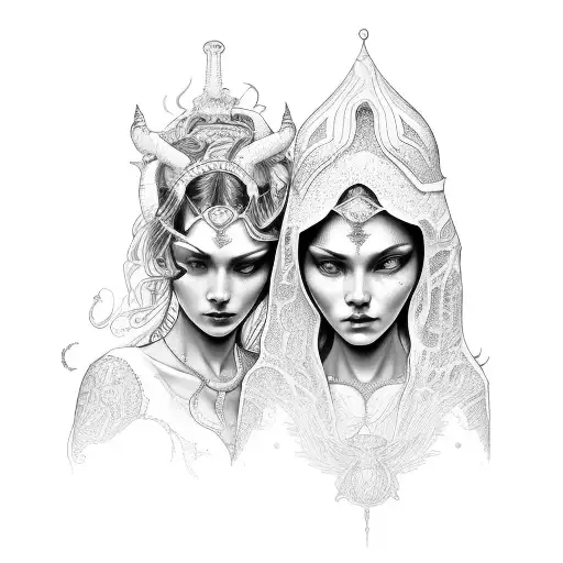 Atena e lilith  tattoo design idea