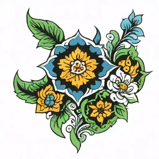 Portuguese tile pattern tattoo design idea