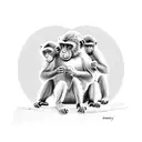 monkey playing with 2 bear cubs tattoo design idea