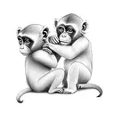 monkey playing with 2 bear cubs tattoo design idea