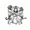 monkey playing with 2 bear cubs tattoo design idea