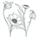 poppy and snowdrop flower buqeut  tattoo design idea