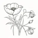 poppy and snowdrop flower buqeut  tattoo design idea
