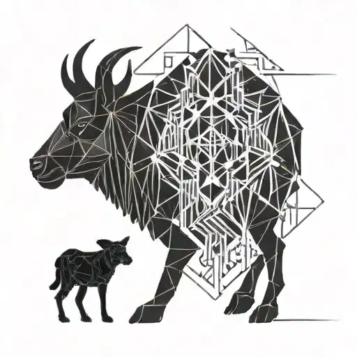 black sheep beating a wolf tattoo design idea
