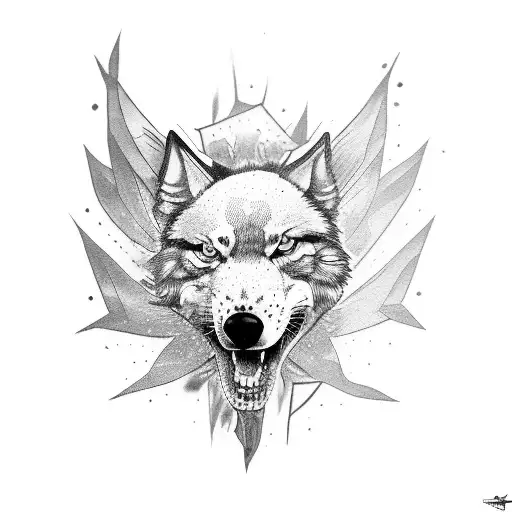  lobo con mariposa  tattoo design idea