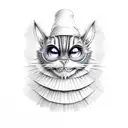 Cheshire Cat with Mad Hatter's hat tattoo design idea