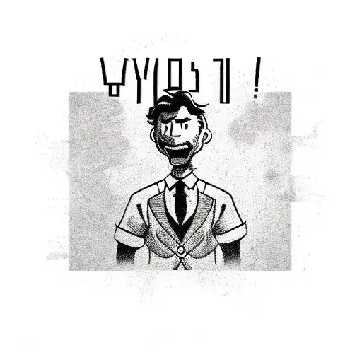 Yes Man from Fallout New Vegas with text banner that says "No Gods No Masters" tattoo design idea