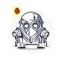 Yes Man from Fallout New Vegas with text banner that says "No Gods No Masters" tattoo design idea