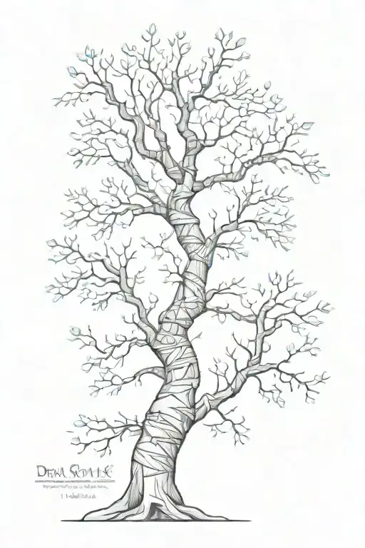 A tree with dna strands wrapping around the trunk of the tree tattoo design idea