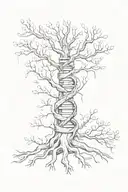 A tree with dna strands wrapping around the trunk tattoo design idea