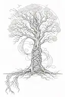 A tree with dna strands wrapping around the trunk tattoo design idea
