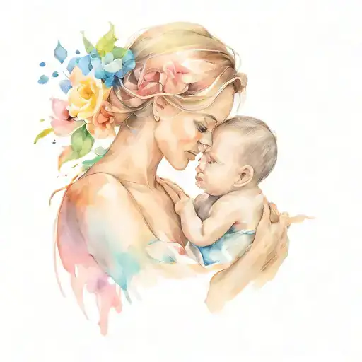 mom baby boy tattoo design idea