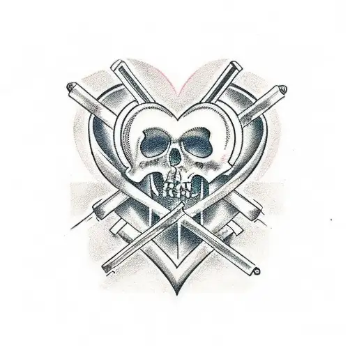 cross,tools with a heart tattoo design idea