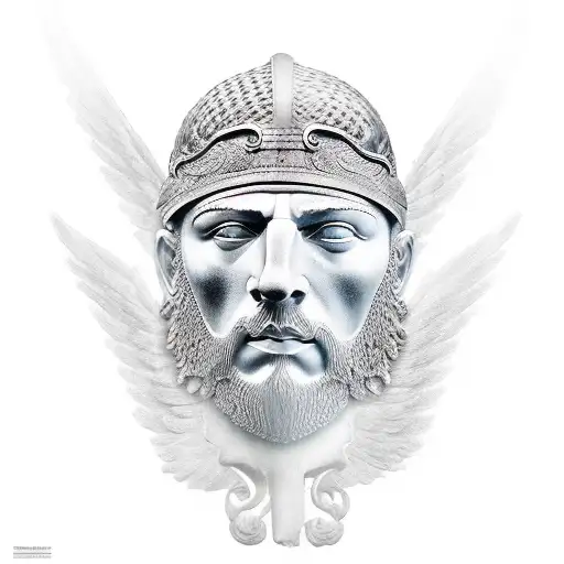 Wings protecting a Roman Emperor and a Viking warrior  tattoo design idea