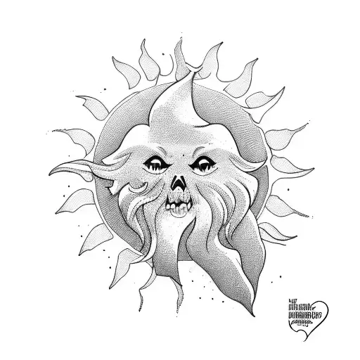a wave and a sun insider a heart tattoo design idea