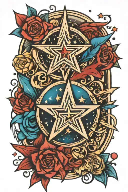 stars and brotherhood  tattoo design idea