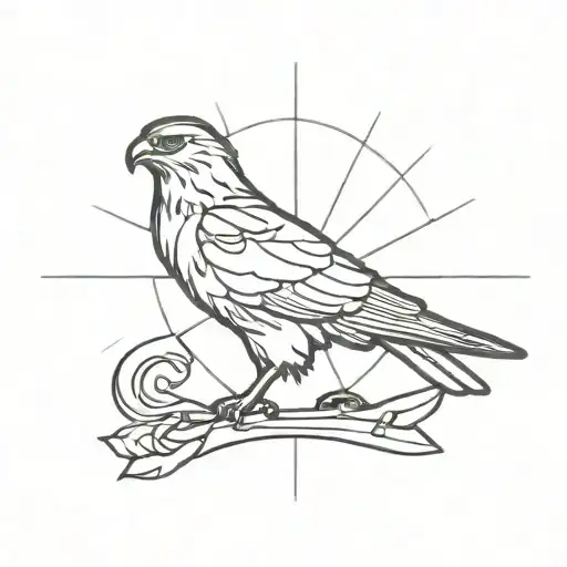 hawk crown cross  tattoo design idea