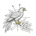 hawk crown cross  tattoo design idea