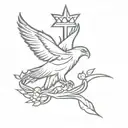 hawk crown cross  tattoo design idea