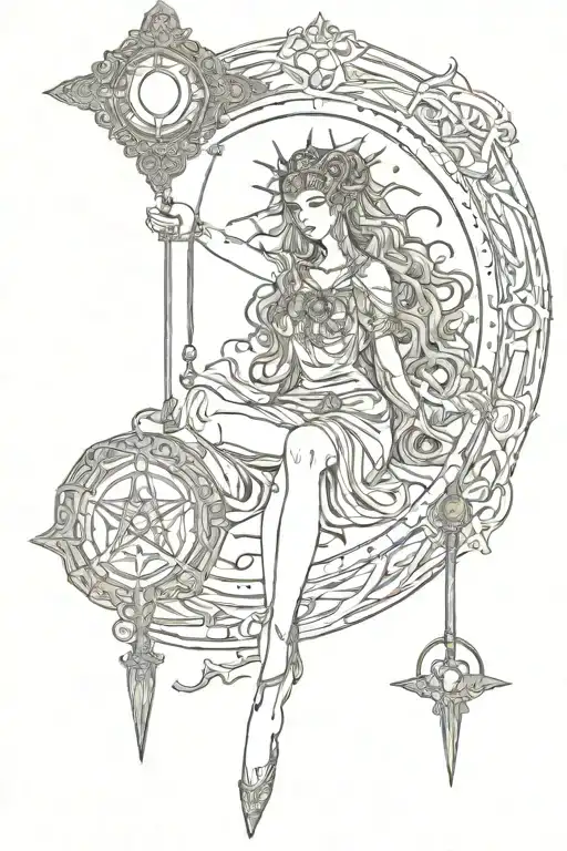 godness Hecate key 3 moons tattoo design idea