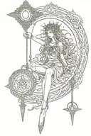 godness Hecate key 3 moons tattoo design idea