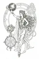 godness Hecate key 3 moons tattoo design idea