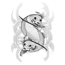 Carpenter tools arranged in the shape of a koi fish tattoo design idea