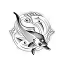 Carpenter tools arranged in the shape of a koi fish tattoo design idea