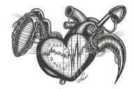 heartbeat monitor line transitioning into letters GTS  tattoo design idea
