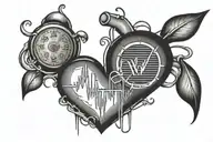 heartbeat monitor line transitioning into letters GTS  tattoo design idea