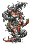venom and deadpool full color tattoo design idea