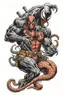 venom and deadpool full color tattoo design idea