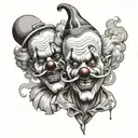 clowns and smoke forming tattoo design idea