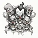 clowns and smoke forming tattoo design idea