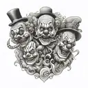 clowns and smoke forming tattoo design idea