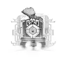 A locomotive bursting through a brick wall tattoo design idea