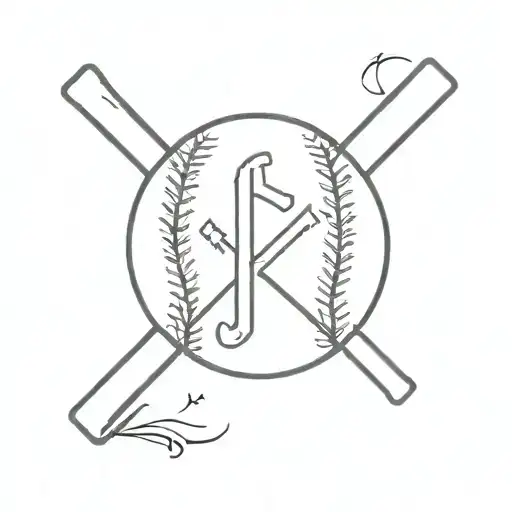 A minimalist outline of a baseball with a cross incorporated into the design tattoo design idea