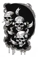 Skulls see no evil speak no evil tattoo design idea