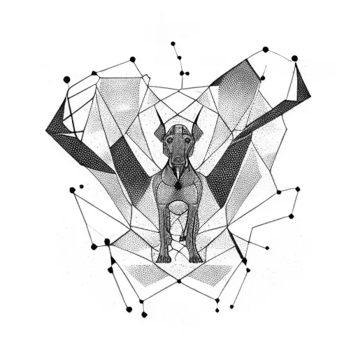 A Draco constellation formed by Doberman silhouettes tattoo design idea