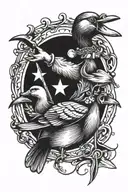 duck with swiss knife tattoo design idea