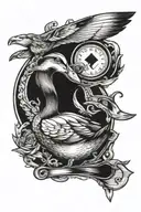 duck with swiss knife tattoo design idea
