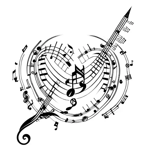 musical heartbeat  tattoo design idea