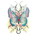 butterfly's with vines tattoo design idea