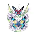 butterfly's with vines tattoo design idea