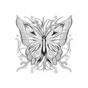 butterfly with vines and flowers  tattoo design idea