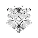 butterfly with vines and flowers  tattoo design idea