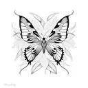 butterfly with vines and flowers  tattoo design idea