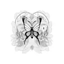 butterfly with vines and flowers  tattoo design idea