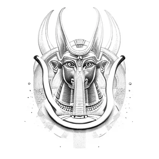 Egyptian god Anubis with snakes and lotus tattoo design idea